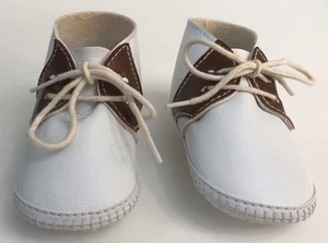 Vintage White & Brown Saddle Shoes Size 1 Baby Or Doll Shoes are 4” Long - Picture 1 of 13