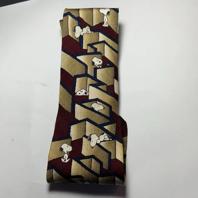 Peanuts Snoopy Geometric Silk Neck Tie Vintage 57”L, 4” W - Image 1 of 3