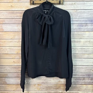 Elizabeth and James Womens Long Sleeve Black Silk Top Blouse M - Picture 1 of 5