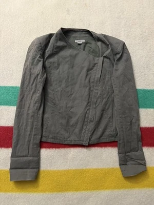 Chaqueta de Moto HELMUT LANG Drapeada Algodón Verde Militar Hecha en EE. UU. Para Mujer Pequeña Foto 1 de 4