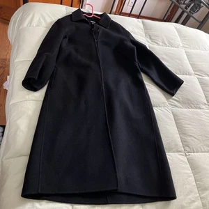 DKNY Women's Large Unlined Collared Hook Closure, Black Coat - Picture 1 of 6