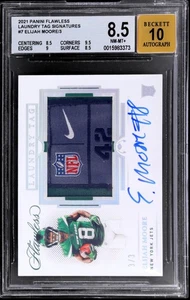 2021 Panini Flawless Elijah Moore Laundry Tag Auto #7 /3 BGS 8.5/10 Rookie RC - Picture 1 of 2