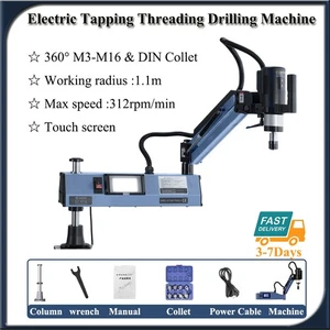 360° Electric Tapping / Threading Machine M3-M16 Thread DIN Collet &Touch Screen - Picture 1 of 10