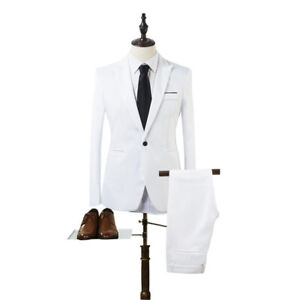 Men's Suits One Button Slim Fit 3-Piece Suit Business Formal Jacket Pants Set US