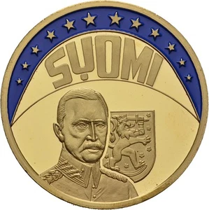 EUROPE ECU SERIES FINLAND SUOMI GILDED PROOF LIKE GILT MEDAL 1997 #ME238 - Picture 1 of 2