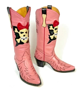 Liberty Boot Co. Botas de Vaquero Pink Brody Rocks - Para Mujer Talla 7B Piel de Becerro Punta X - Imagen 1 de 20