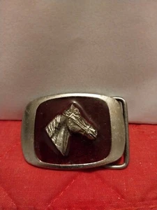 Vintage MM United Small Masonic Horse Belt Buckle 2.25x1.5 serial # D1302 - Picture 1 of 4