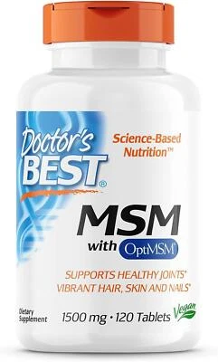 Doctor's Best Msm con Optimsm, sin OGM, soporte articular, 1500 mg, 120 comprimidos Foto 1 de 4