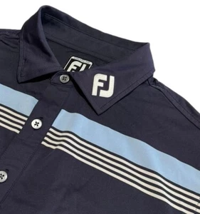 Polo Footjoy Pro Tour calce atlético para hombre talla M a rayas elástico cuello bordado - Imagen 1 de 7