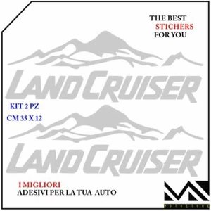 2 ADESIVI stickers SCRITTA LAND CRUISER TOYOTA CON MONTAGNE COLORE ARGENTO - Foto 1 di 1