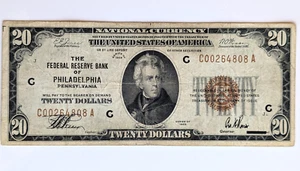 Serie di banconote da 20 dollari 1929 Federal Reserve Bank of Philadelphia - Foto 1 di 7