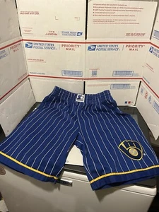 Pantalones Cortos de Béisbol Vintage Starter Milwaukee Brewers Rayas Para Hombre Medianos M MLB - Imagen 1 de 11