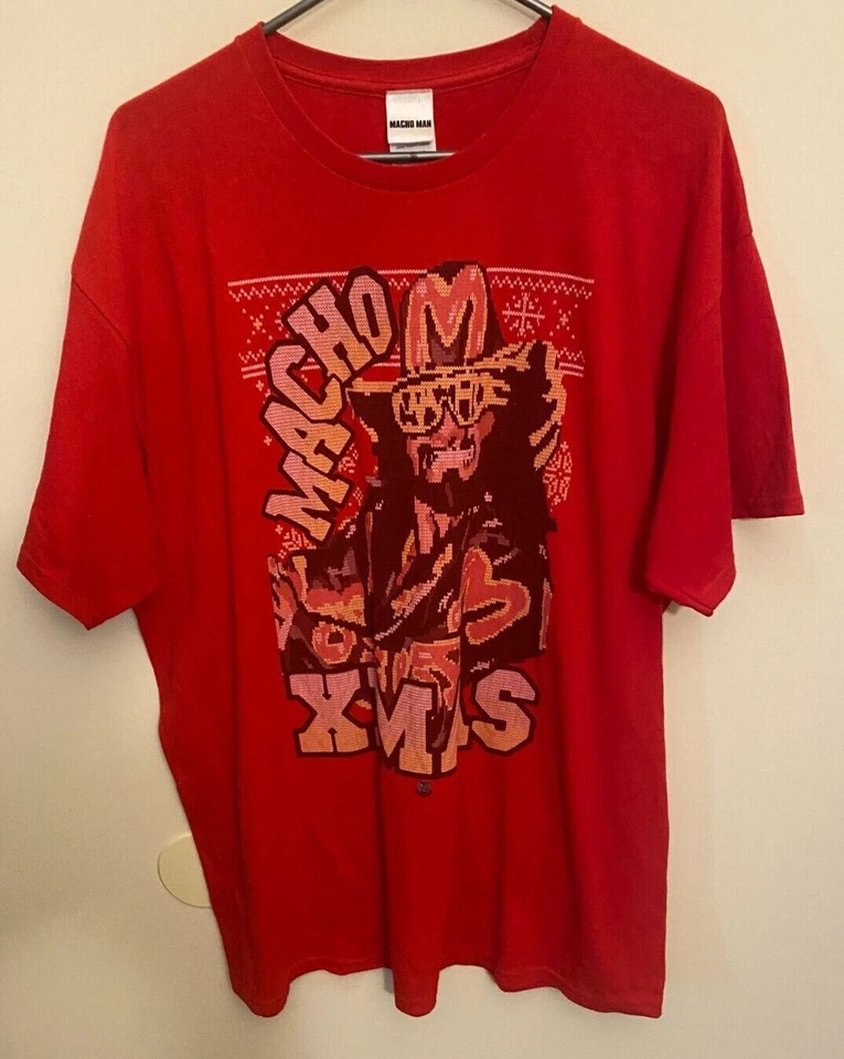 MACHO MAN Randy Savage XMAS WWE Red Graphic T-Shirt Size XL - Image 1 of 3