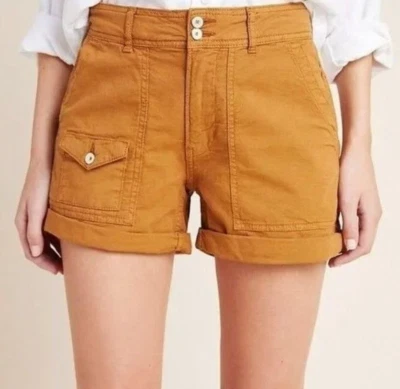 Pantalones Cortos Anthropologie Wanderer Utility Carga Talla 28 Marrón Informal Mezcla de Lino Foto 1 de 4