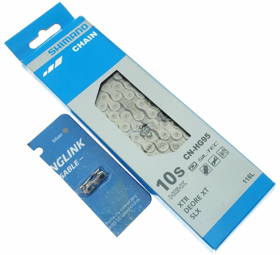 Shimano Deore XT CN-HG95 Chain 10 speed, 116 links w/ 1pc KMC missing link - image 1 of 1