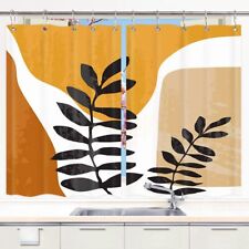 Bohemian Modern Kitchen Curtains Window Drapes 2 Panel Set with Hook Yellow Leaf