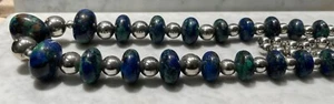 Native American Sterling and Azurite Malachite Lapis Chrysocolla Bead Necklace - Picture 1 of 7