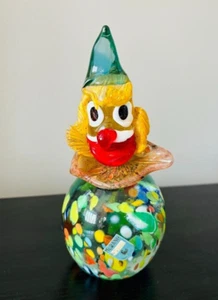Vintage Murano Clown Paperweight With Sticker Made In Italy Art Glass Sculpture - Picture 1 of 5