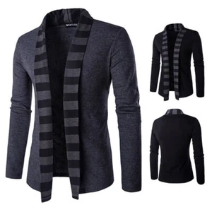 Maglione da uomo casual giacca a maglia cardigan colletto vestibilità sciolta top cappotto outwear - Foto 1 di 10
