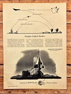 1952 Douglas Guided Missiles Vtg Print Ad Production For Freedom - Picture 1 of 6