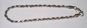 Vintage Italy Solid 925 Sterling Silver Rope Chain Bracelet 7” - Picture 1 of 2