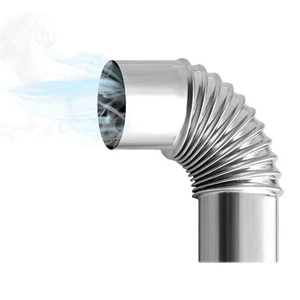 Stainless Steel Wood Stove Chimney Accessory Furnace Tube 90 Degree Tube Pipe - Picture 1 of 6