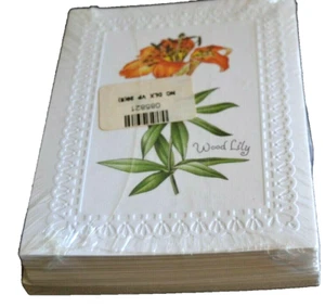 WOOD LILEY Note Cards FLORAL FLOWERS 20 Note Cards & Envelopes NIP EMBOSSED - Imagen 1 de 3