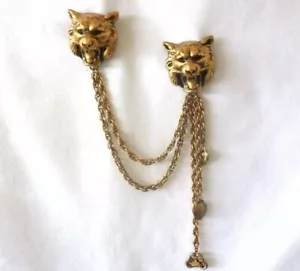 vintage RARE Joseff of Hollywood LIONESS lion CHATELAINE BROOCH pin LARGE 8" - Picture 1 of 11