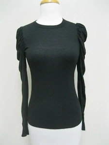 MICHAEL KORS Italy Black Cashmere Knit Sweater Pleated Shoulders XS, EUC - Picture 1 of 6