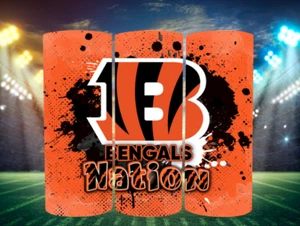 20 oz Cincinnati Bengals Nation Stainless Steel  Tumbler Metal Straw -  Ink bomb - Picture 1 of 3