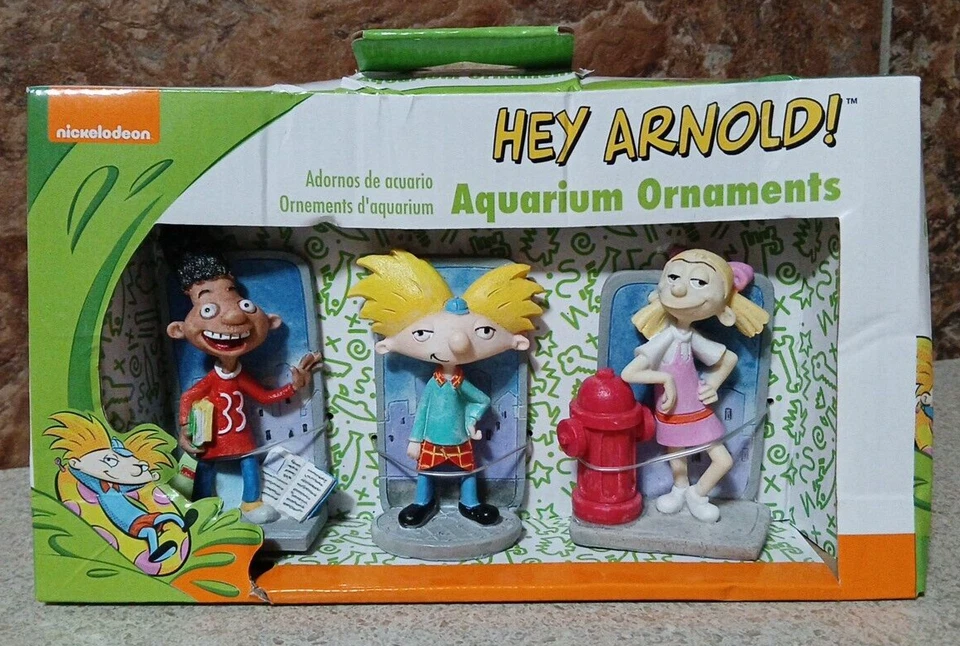 HEY ARNOLD Aquarium Ornaments 3pk Nickelodeon Fish Tank Figurines PennPlax