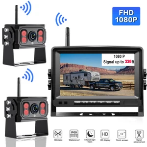 7" Digital Wireless Car Monitor DVR Record 2x Backup Rear View Camera Kit 12-24V - Picture 1 of 12