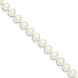 14k Yellow Gold 6-7mm White Near Round Freshwater Pearl Necklace 18 inch - Picture 1 of 3