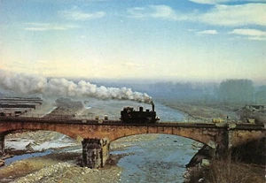 B2192) BORGO S GIUSEPPE PONTE FERROVIARIO CUNEO LOCOMOTIVA VAPORE FS GR 835.240  - Picture 1 of 2