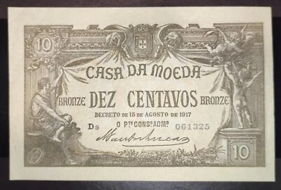 Portugal 10 centavos 1917 P 93 XF - Image 1 of 2