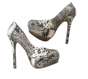 Bakers Melina Damen-Pumps mit hohem Absatz hellbraun Reptilienschlangenleder Größe 6 B - Bild 1 von 7