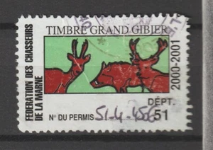 France Revenue Stamp Fiscal Fiscaux Permis Chasse Hunting License 2000-1 Gibier - Picture 1 of 1
