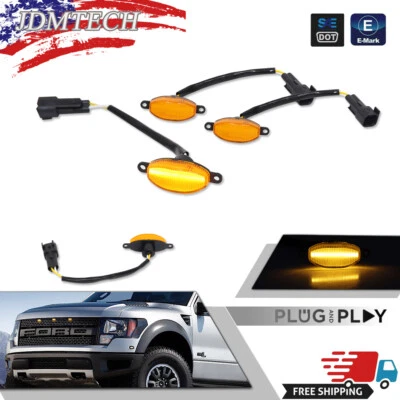 3x Amber Lens LED Front Grille Running Lights Set For 2010-2014 Ford F150 Raptor - Image 1 of 4