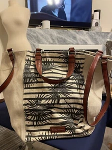 Tommy Bahama Coral Reef Convertible Tote Bag 2 Strap Cotton/Linen - Picture 1 of 12