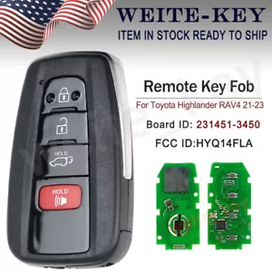 Smart Remote Key Fob for Toyota Highlander RAV4 2021-2023 231451-3450 HYQ14FLA - Picture 1 of 6