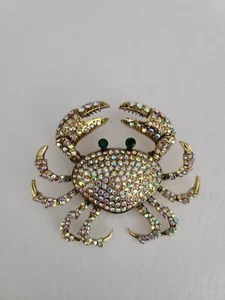 NWOT LARGE SIGNED HEIDI DAUS AB RHINESTONE CRAB 2.5" BROOCH PIN - Picture 1 of 8