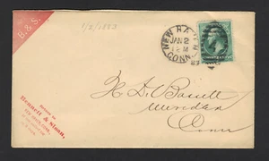 US # 207 3c Washington Bennett & Sloan fattura New Haven CT 2 gennaio 1883 copertina CDS - Foto 1 di 3