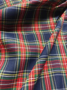 Red Blue Plaid Tartan Cotton 44"W Fabric Material KILT SKIRT DRAPE TABLECLOTH - Picture 1 of 3