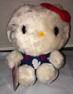 "Hello Kitty 1983 10"" juguete de peluche mono azul logotipo de pato orientación infantil Sanrio CBS - Imagen 1 de 7