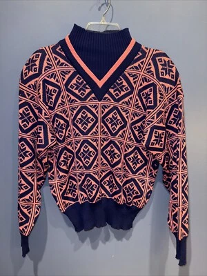 Suéter Mujer, Azul Rosa Años 80 Argoyale OBERMEYER 100% LANA Foto 1 de 4