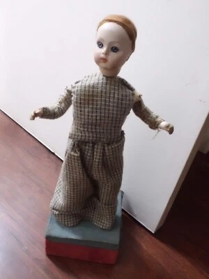 MAGNIFIQUE AUTOMATE TETE PORCELAINE DE POUPEE BRU BOUCHE FERMEE FONCTIONNE - Photo 1/4