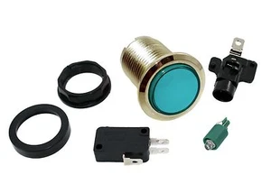 Pulsador LED verde arcade con bisel dorado - Imagen 1 de 1
