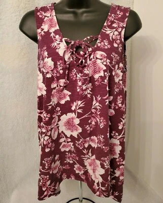 Blusa Camisa Top Sonoma Mujer Talla S Pequeña Púrpura Blanca Floral Foto 1 de 4