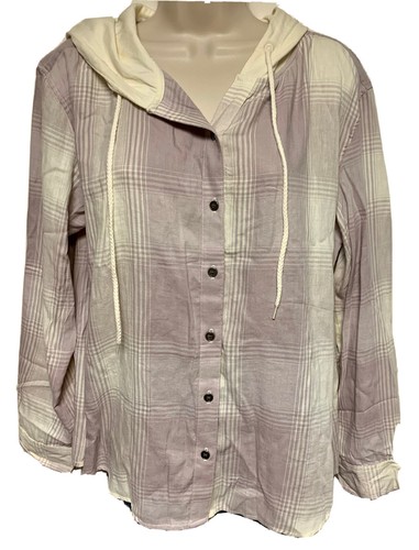 OFF WHITE Felpa donna con cappuccio True Craft morbida media coulisse avorio viola bottoni L S