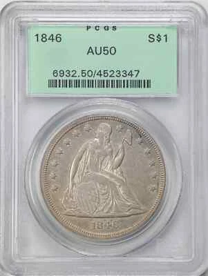 1846 $1 Seated Liberty Silver Dollar PCGS AU50 OGH - Image 1 of 4